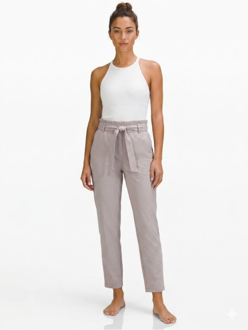 Apana Women's Neutral Paperbag Waist Tie Pants